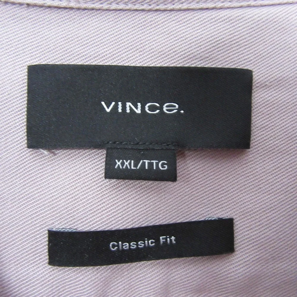Vince Mens Button Up Dress Shirt 2XL Pink Classic Fit Stretch Long Sleeve‎